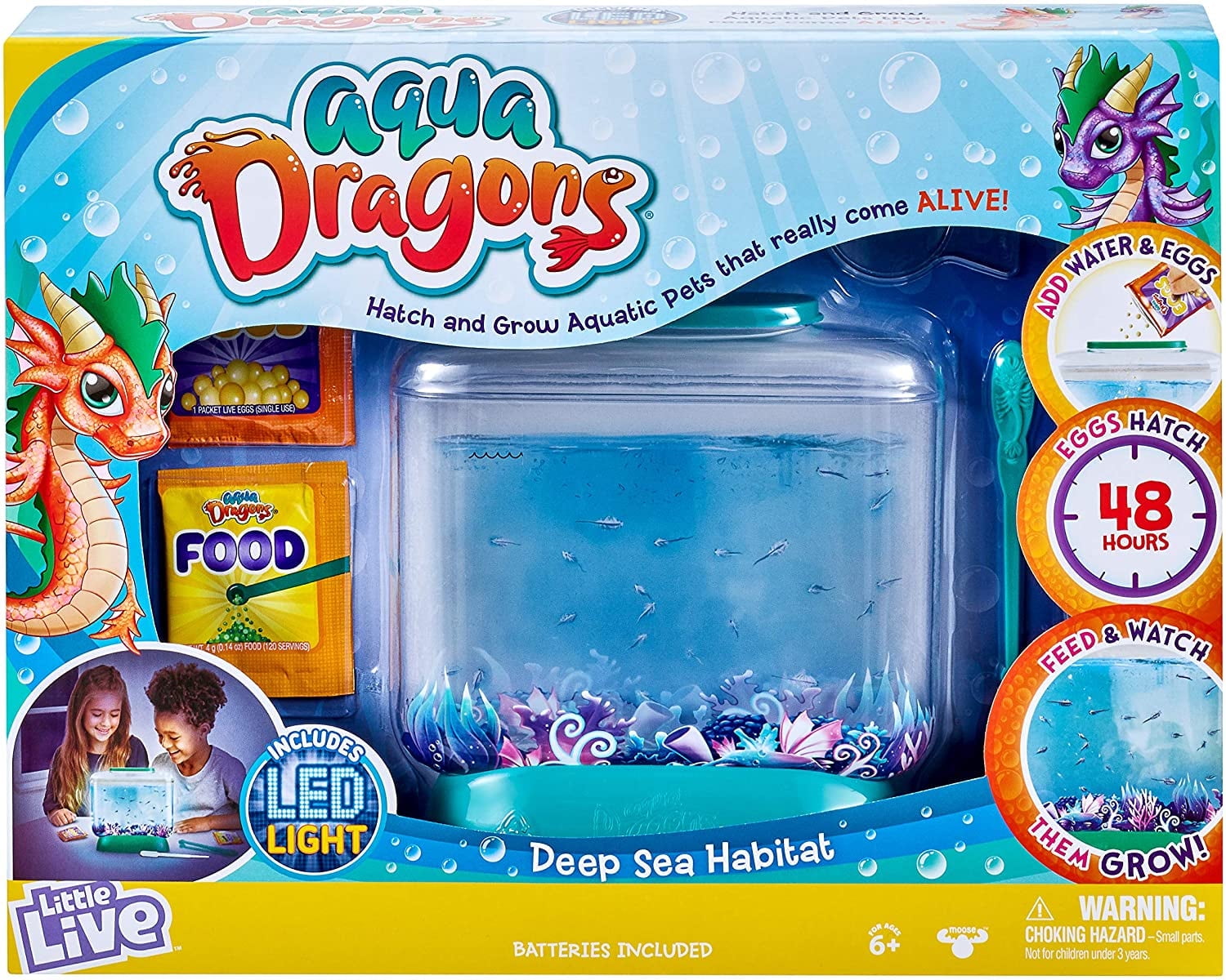 LITTLE LIVE PETS Little Live Aqua Dragons - Deep Sea Habitat - LED Light Up Tank Hatch andGrow Aquatic Pets