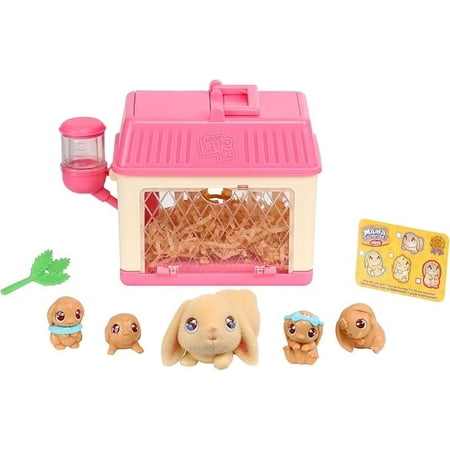 Little Live Pets - Mama Surprise Minis. Feed and Nurture a Lil' Bunny Inside Their Hutch so she can be a Mama. She has 2, 3, or 4 Babies with Accessories to Dress Up The Babies