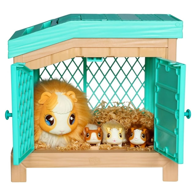 Little Live Pets, Mama Surprise, Soft, Interactive Mama Guinea Pig and her Hutch, and her 3 Surprise Babies, 20+ Sounds & Reactions, Toys for Kids, Ages 4+