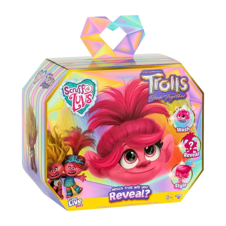 Little Live Pets Scruff a Luvs Trolls Band Together Reveal. Wash Reveal and Style A Cute Plush Trolls Doll Small