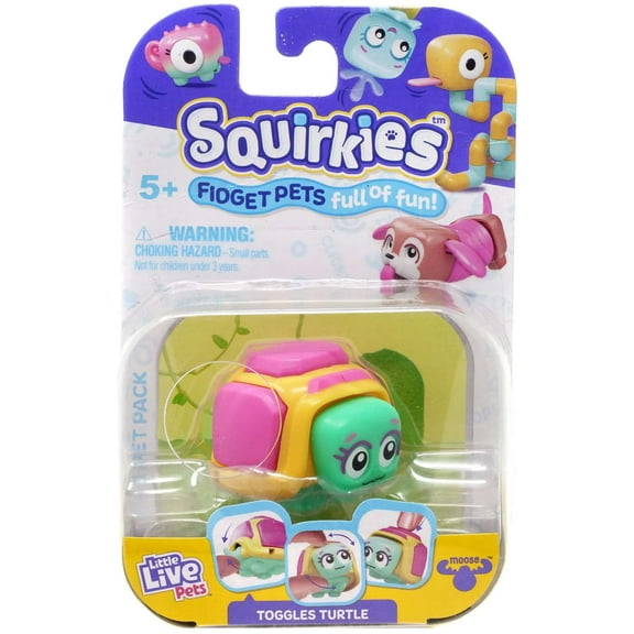 Little Live Pets Squirkies Toggles Turtle Figure (Yellow, Pink & Green)