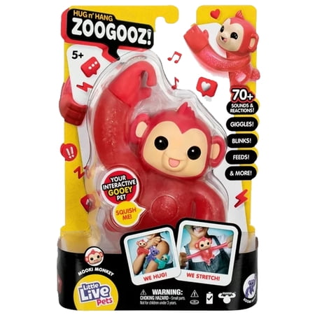 Little Live Pets Zoogooz Red Monkey, Interactive Electronic Stretchy Toy 70+ Sounds & Reactions Ages 5+