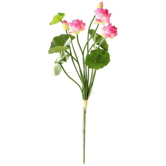 Little Lotus Flower,Artificial Flowers Bouquet with Leaves Real Looking for Wedding Home Living Room Hotel Decorations 1Pack