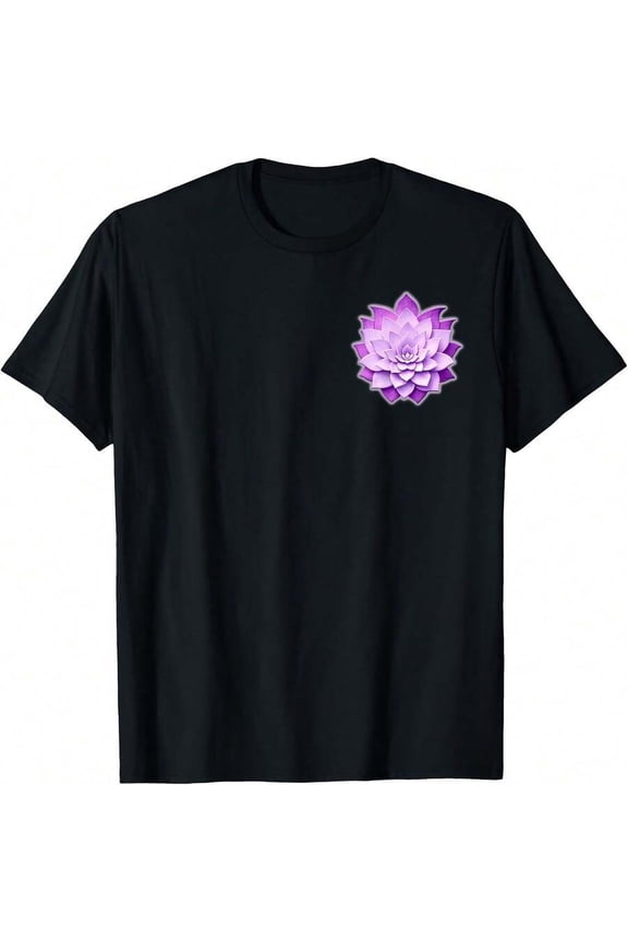 Little Lotus Flower T-Shirt Unisex 220g Cotton Crew Neck Top With Gentle Be Yours Typography And Pastel Color Design,Subtle Y2K Meets Natural Style, I For Young Wo Seeking A Calm,Great Gift For