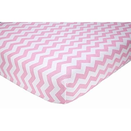 Little Love by NoJo Separates Collection Printed Chevron Crib Sheet Pink White 52 x 28