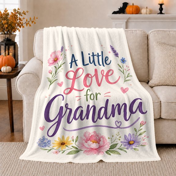 Little Love, Cozy Typography Art Scene, Warm Flannel Blanket for Living Room and Reading Nook with Detailed Artwork, Art Lovers Appreciation Gift, Artistic Home Decor