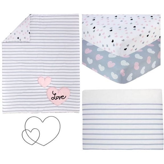 Little Love Hugs & Kisses 5 Piece Crib Bedding Set
