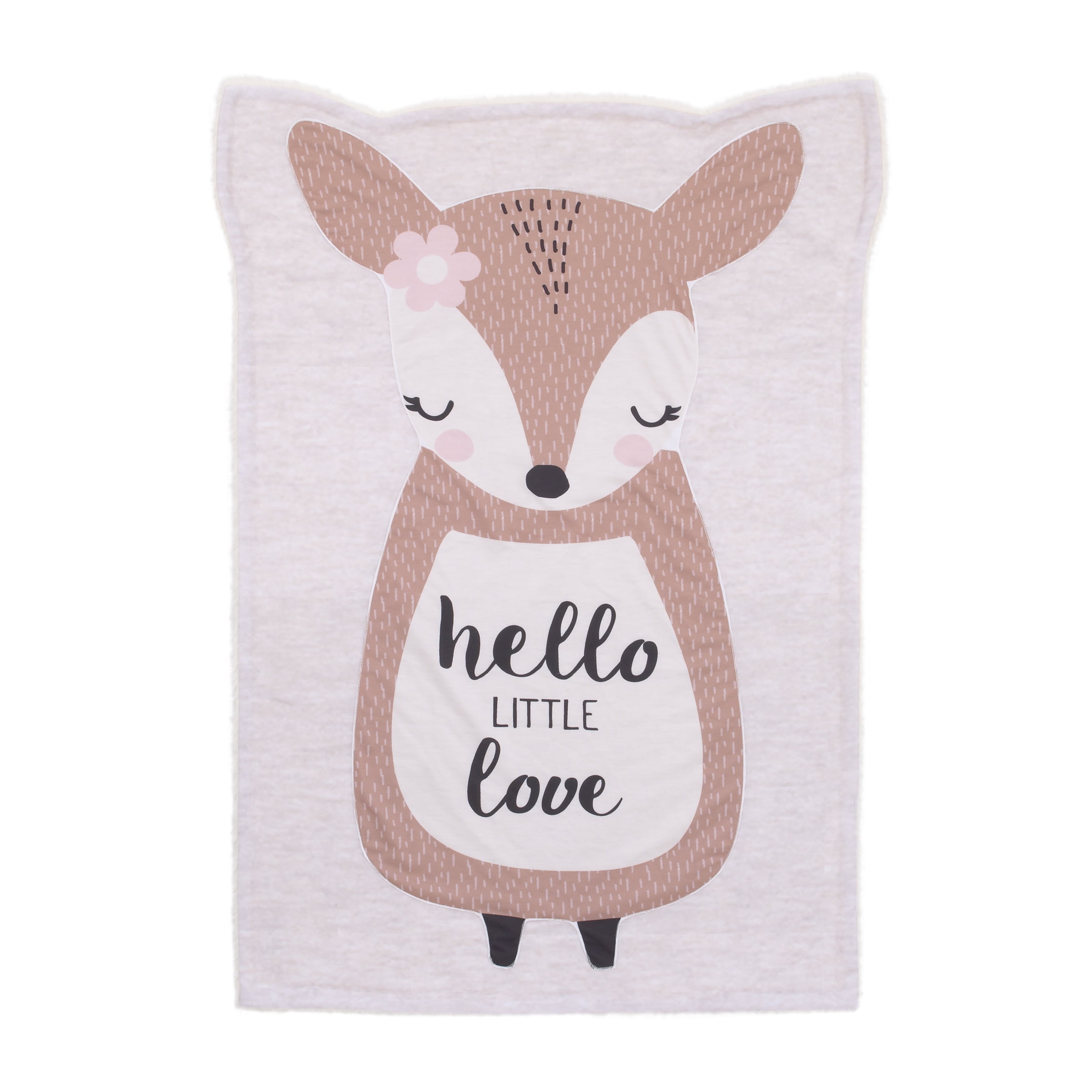 Little Love by NoJo Daisy the Deer - Tan, Ivory and Pink Knit Shaped Baby Blanket - Hello Little Love