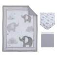 thumbnail image 1 of Little Love by NoJo Elephant Stroll Gray and White 3 Piece Nursery Crib Bedding Set, Comforter, Sheet, Crib Skirt, Unisex, 1 of 5