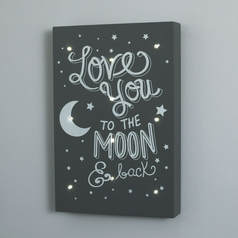 Little Love by NoJo Grey and White To the Moon and Back Lighted Wall Hanging Nursery Unisex