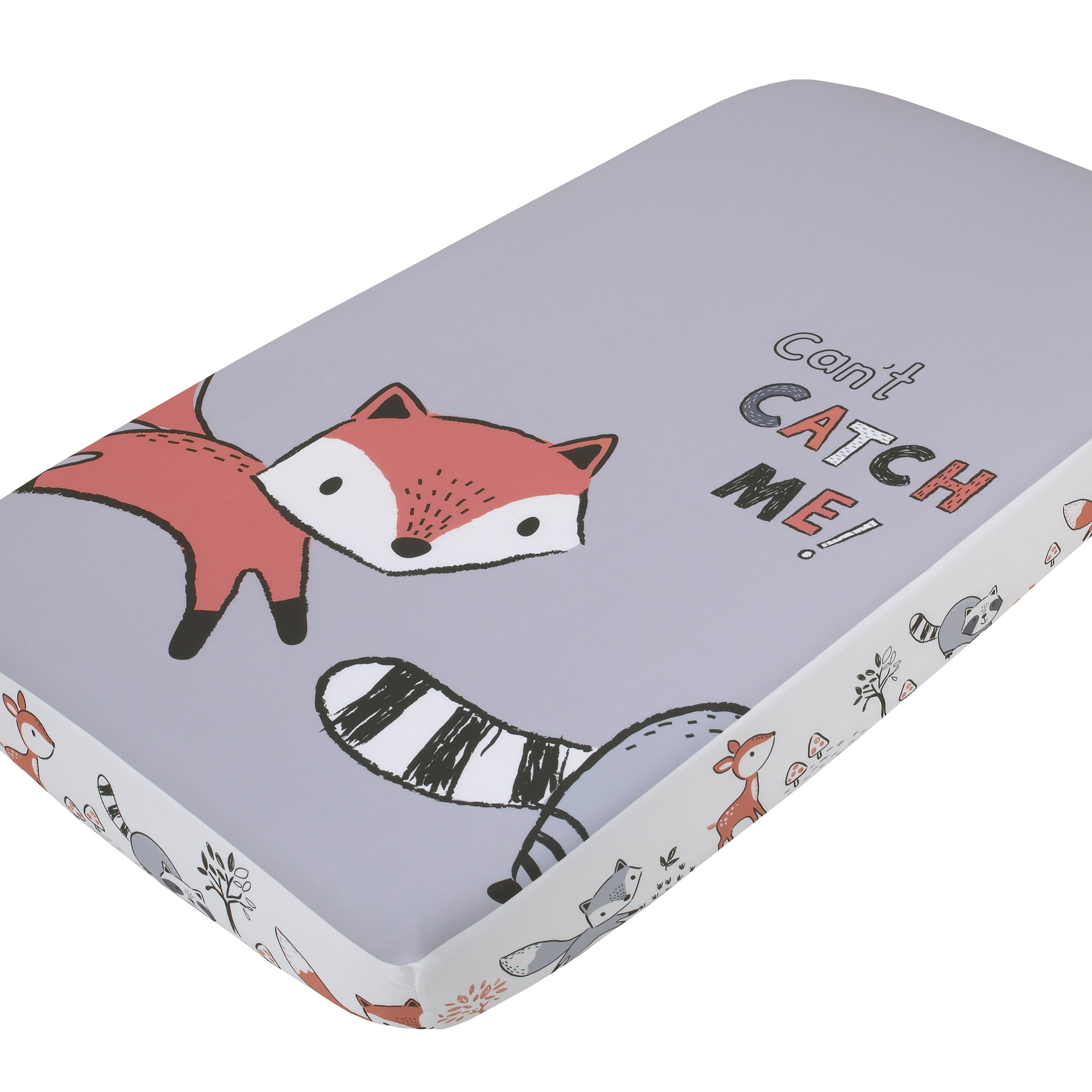 Lil Fox Orange and Gray Polyester Microfiber Toddler Crib Sheet