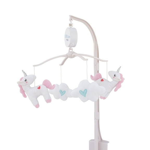 Little Love by NoJo Rainbow Unicorn Aqua and White Musical Mobile, Infant Nursery, Girl