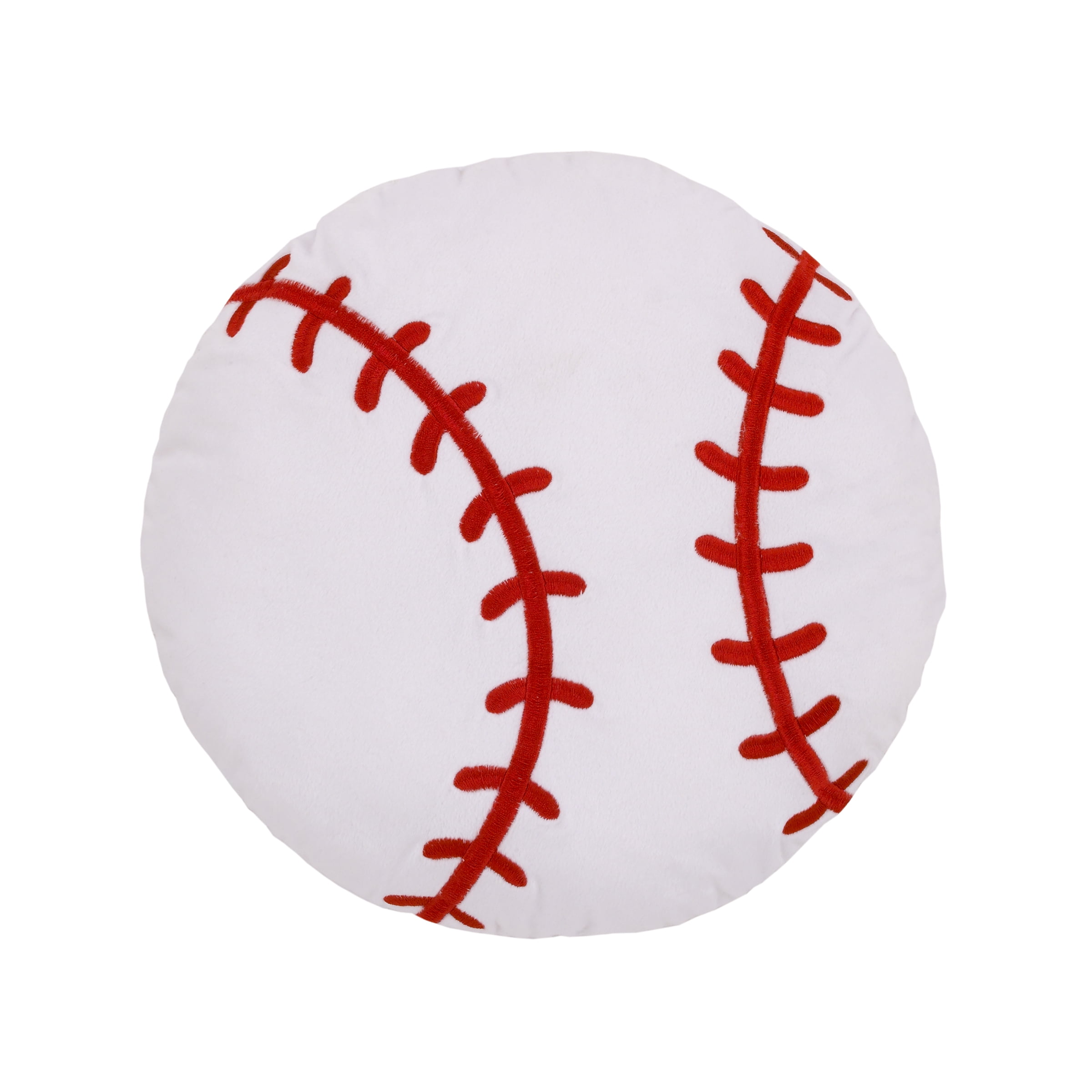 White and Red Embroidered Baseball Toddler Pillow