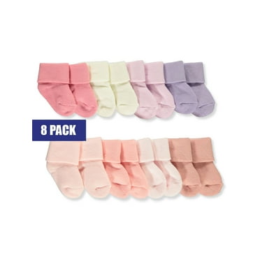 Little & Loved Baby Girls' 8-Pack French Terry Socks - pink/multi, 0 - 6 months
