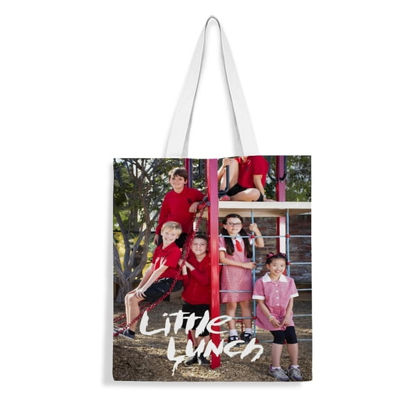 Little Lunch-theme canvas Tote Bag for Women Aesthetic Shopping Grocery Reusable Bags with Inner Zipper Women Gift 13.8 x 15.8 inches（35x40cm）