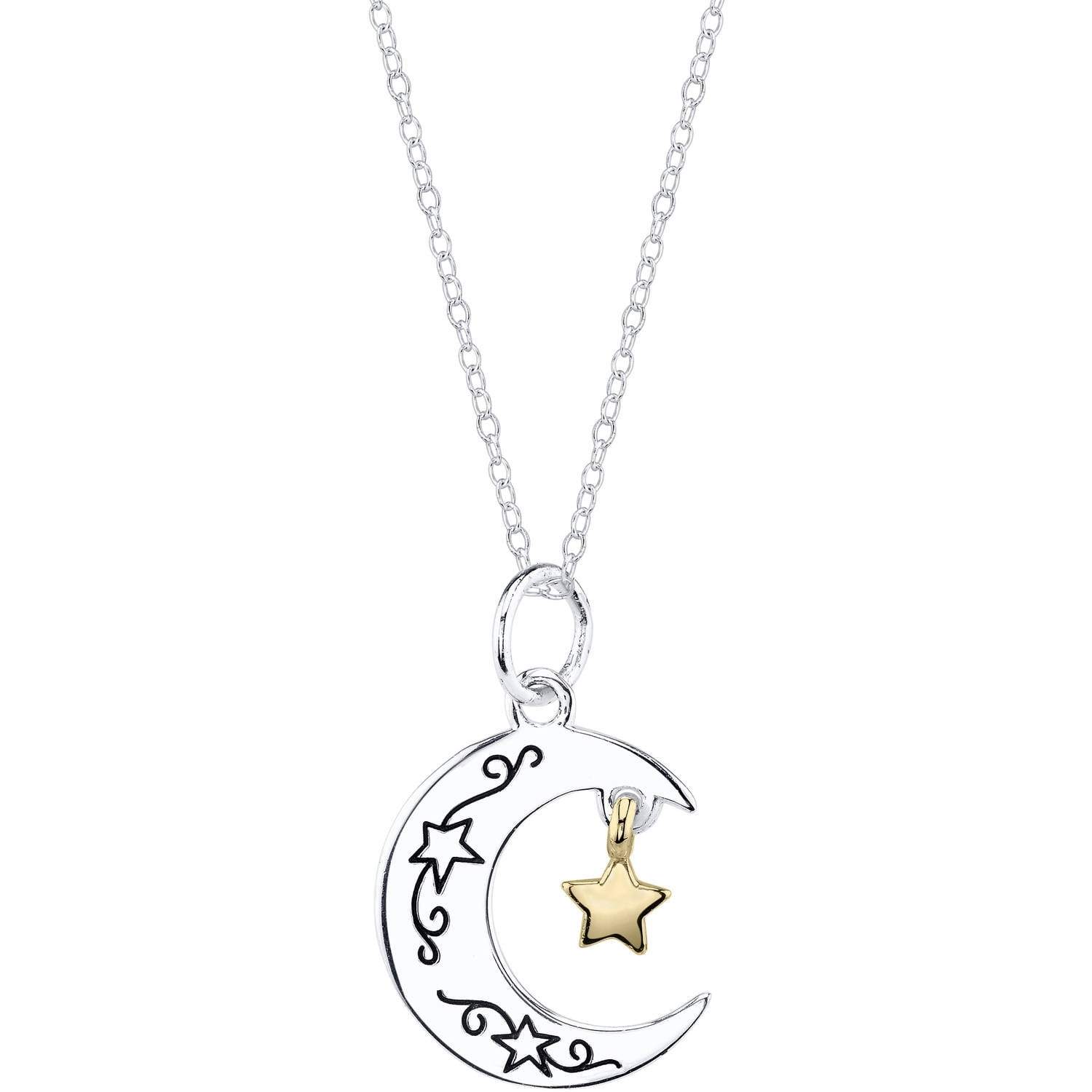 Little Luxuries Sterling Silver Two-Tone I Love You To Moon Necklace
