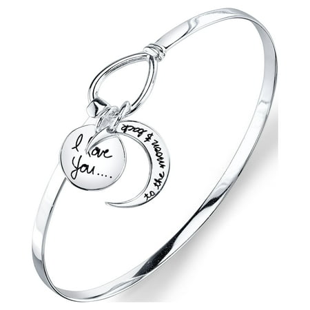 Little Luxuries Women's Sterling Silver "I Love You to The Moon and Back" Bangle Bracelet