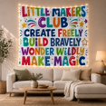 thumbnail image 1 of Little Makers Club in Rainbow Letters, Energetic Illustration for Kids, Creative Activity Wall Art, Back to School Gift, Tapestry Wall Hanging for Playroom, Classroom and Bedroom, 1 of 4