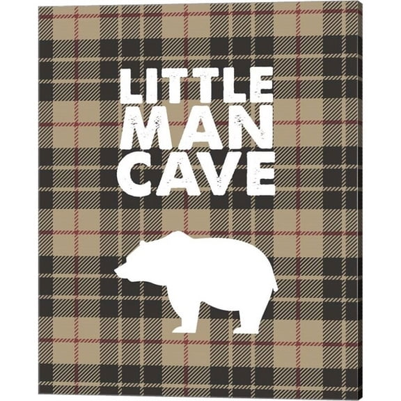 Little Man Cave - Bear Tan Plaid Background by Color Me Happy, Canvas Wall Art, 16W x 20H