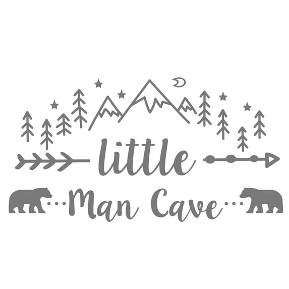 thovorrnl Little Man Cave Wall Decals, Removable Peel and Stick Wall Stickers DIY Art Room Decor for Boys, Gray