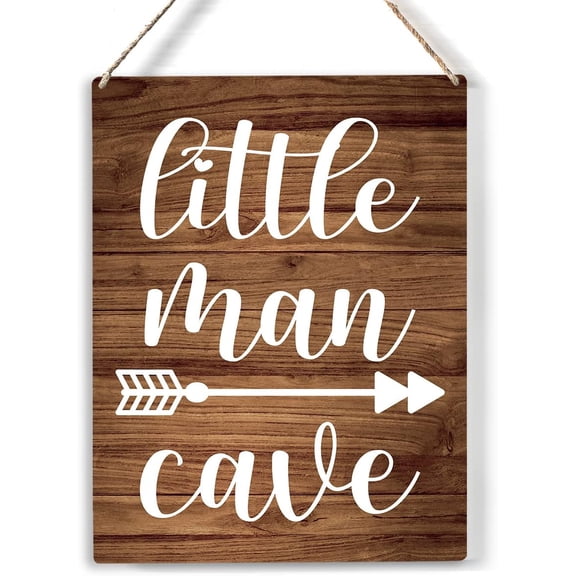 Little Man Cave Wood Sign Man Cave Theme Wooden Signs Rustic Hanging Plaque Home Wall Art 8x10 Sign Wall Decor for Home Kids Bedroom