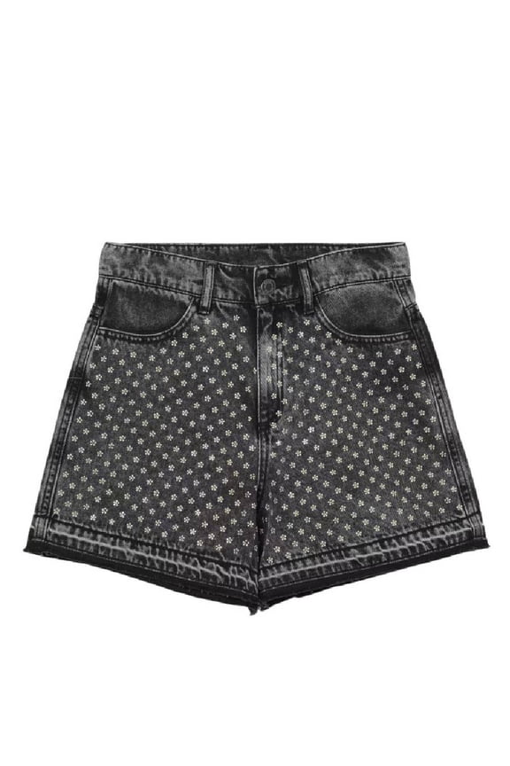 Little Marc Jacobs Girls Black Denim Diamante Shorts, Size 4