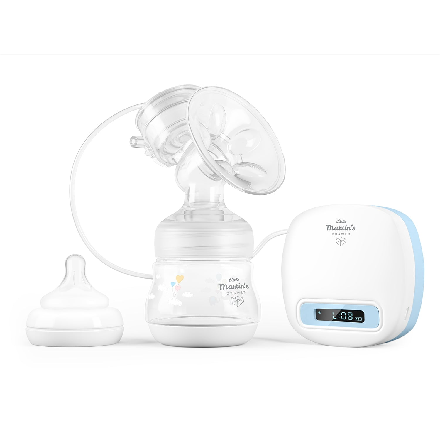 Little Martin's Drawer Rechargeable Single Electric Breast Pump, Gentle & Comfort Breastfeeding Pump, Wireless, Whisper Quiet Motor, Perfect for Travel - Blue