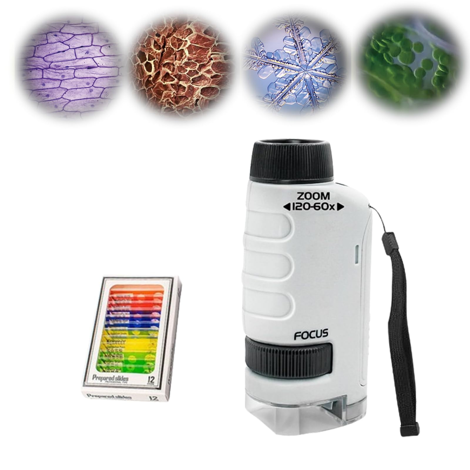 Mini Kit De Microscope De Poche 60-120x Laboratoire Microscope Portable Alimenté Par Batterie Microscope Avec Lumiere Led Enfants Science Microscop