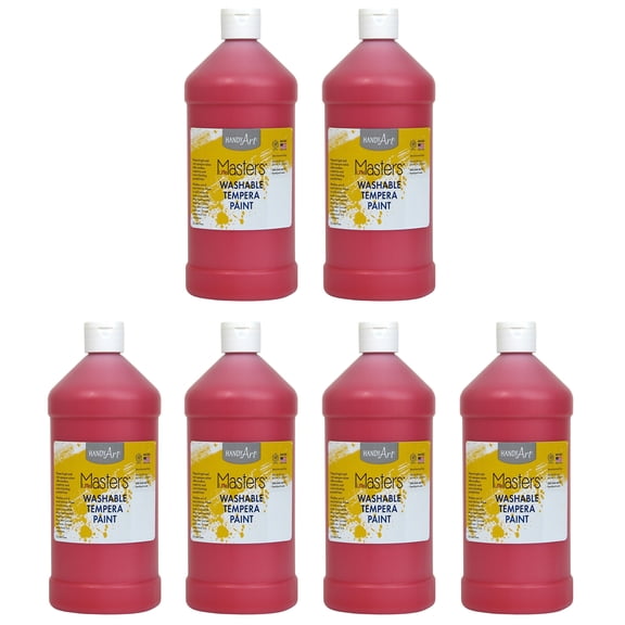 Little Masters Washable Paint, Red, 32 oz., Set of 6 bottles