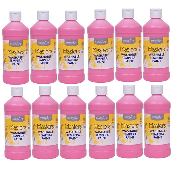 Little Masters® Washable Tempera Paint, Pint, Pink, Pack of 12