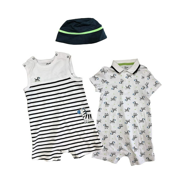 Little Me 3 Piece Baby Outfits and Hat Set (White, 18 Months)