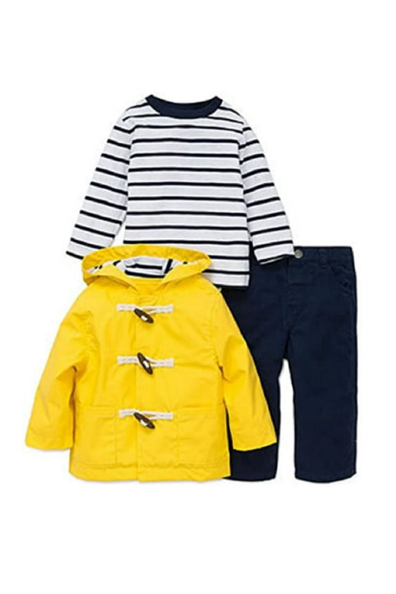 3-Piece Toggle Jacket, Shirt, and Pants Set,Navy Stripe,4T