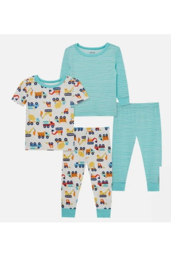 4-piece pajama set trucks construction vehicles 18 months NEW bamboo