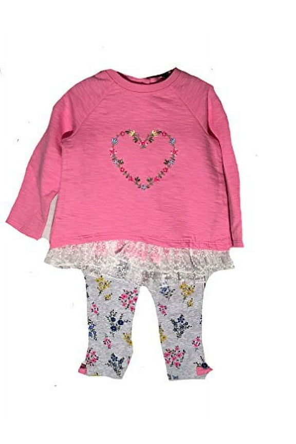 Baby Girls 2 Piece Pant Set, Pink Floral (12M)