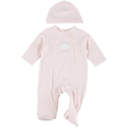 Little Me Baby Girls Welcome World One Piece & Beanie Set