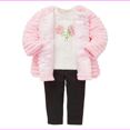 thumbnail image 1 of Little Me Kid’s 3-Piece Set: Pink Faux Fur Jacket, Shirt & Pants Size 4T, 1 of 3