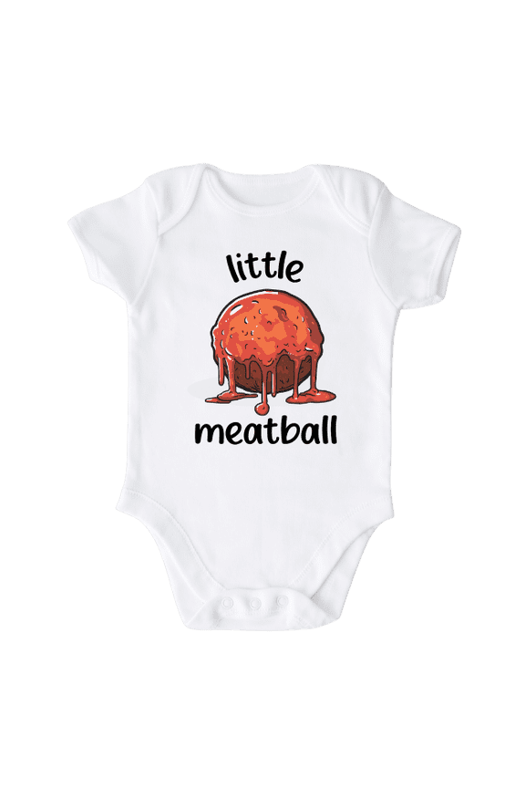 Little Meatball Cute Baby Bodysuit Shirt Premium Custom Baby Clothes Unisex Baby Gift for Mom Newborn 18m White