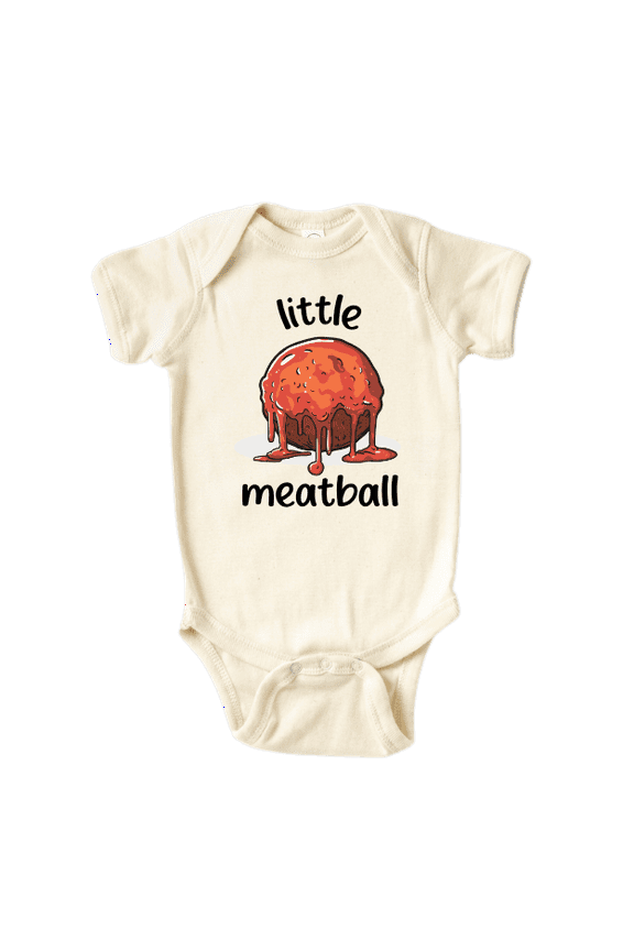 Little Meatball Cute Baby Bodysuit Shirt Premium Custom Baby Clothes Unisex Baby Gift for Mom Newborn 6-9m Natural