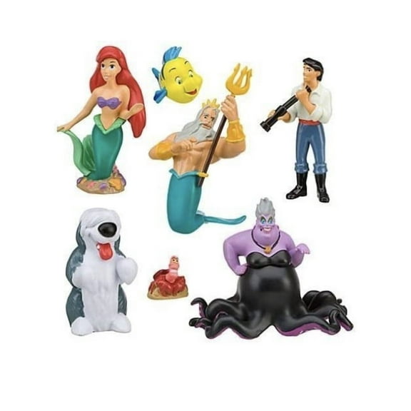 Little Mermaid 7pc PVC Ariel Triton Ursula Prince Eric Flounder Sabastian Max 3" New