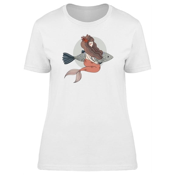 Little Mermaid And Big Fish  T-Shirt Women -Image by Shutterstock, Female Large