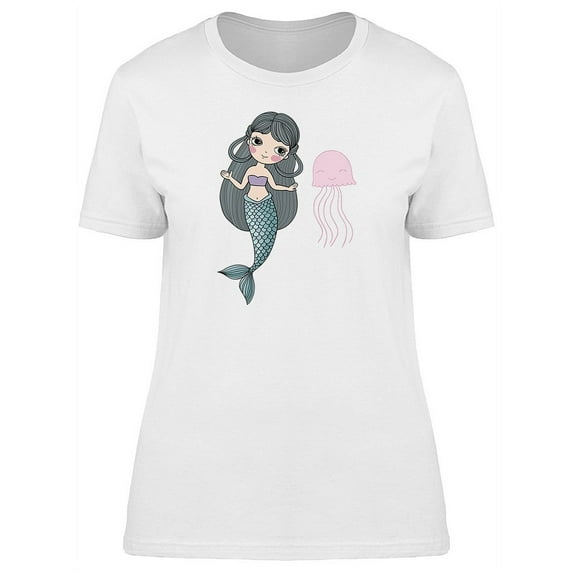 Little Mermaid And Jellyfish T-Shirt Women -Image by Shutterstock, Female Small