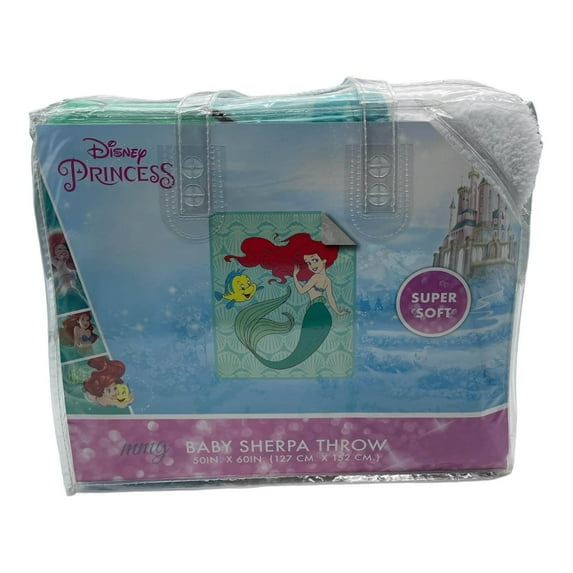 Little Mermaid Ariel Flounder Baby Sherpa Throw Soft Blanket 50" x 60" by Disney