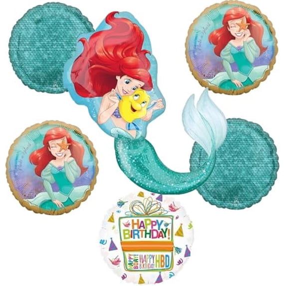 Little Mermaid Birthday Party Supplies 6pc Princess Ariel Balloon ...