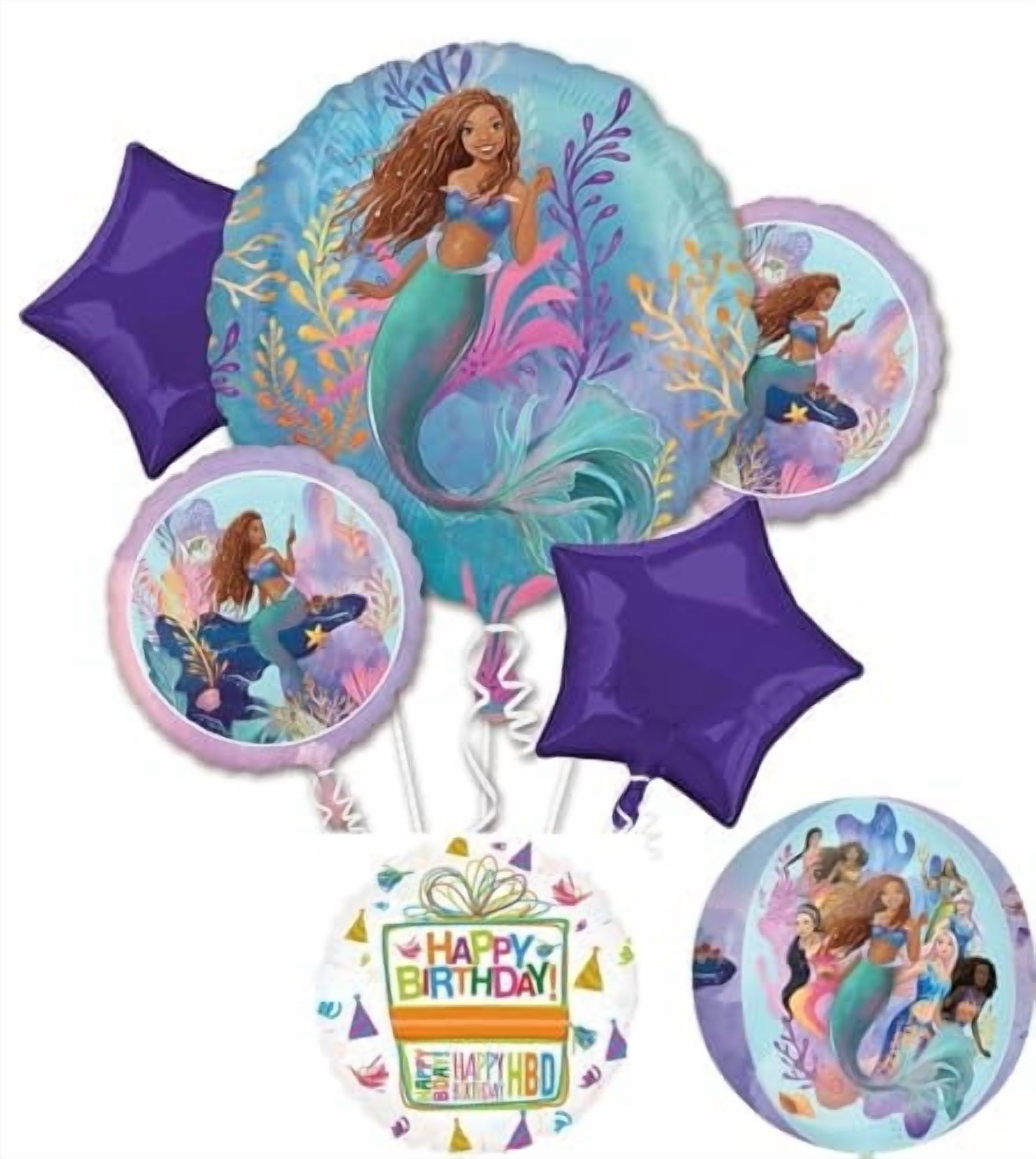 Little Mermaid Birthday Party Supplies Princess Ariel Live Action Balloon Bouquet Decorations