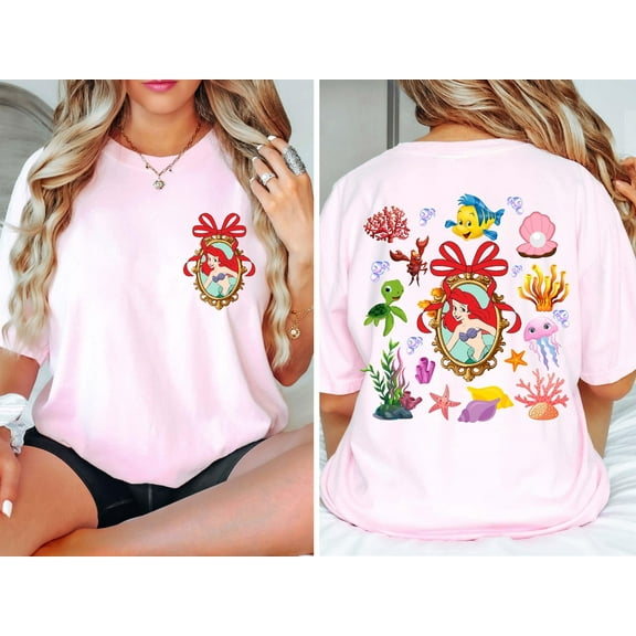 Little Mermaid Bow 2 sided T-Shirt, Comfort Colors Disneyland Tee