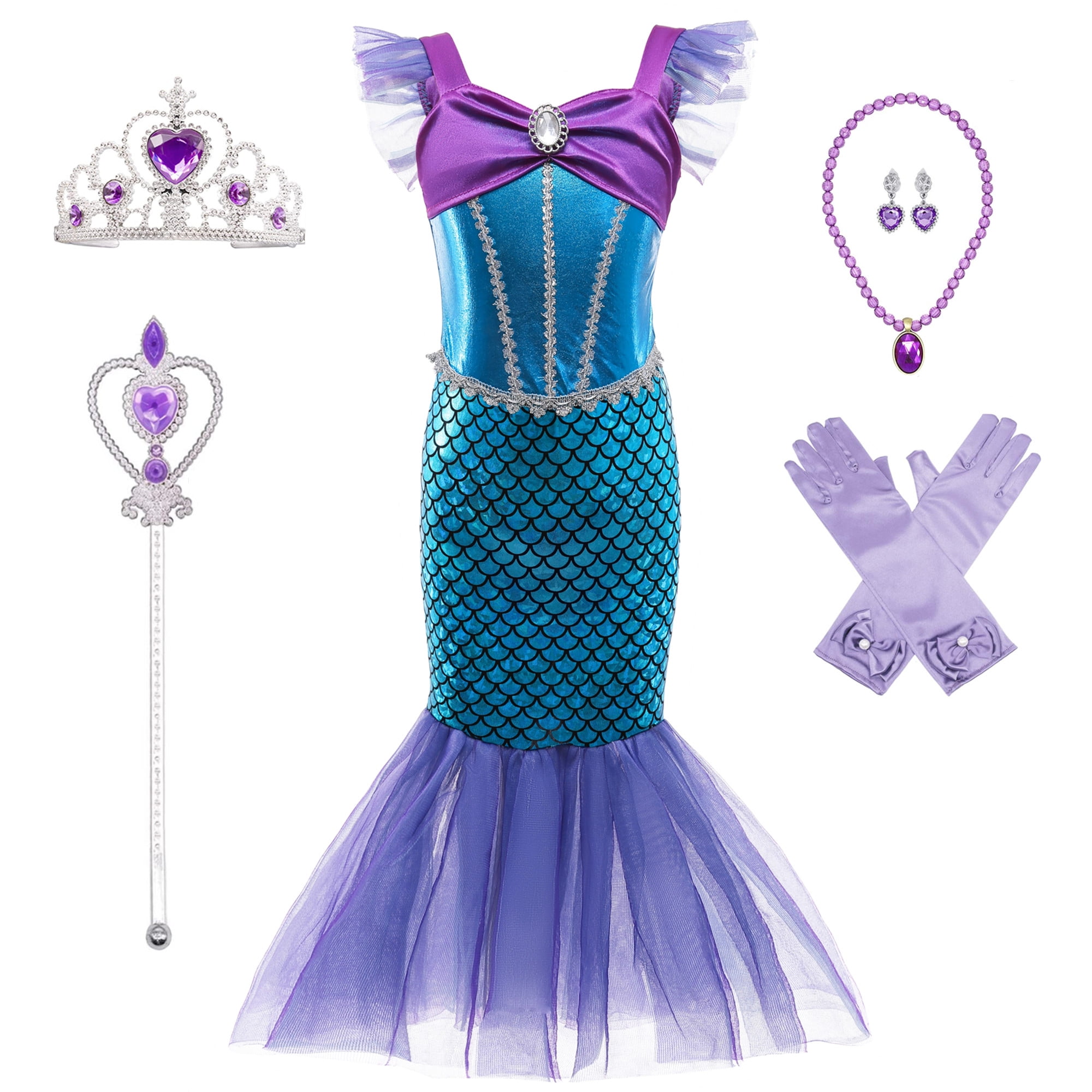 Mermaid Birthday Party Dress, Ariel Little Mermaid Costume, Mermaid  Halloween Costume 