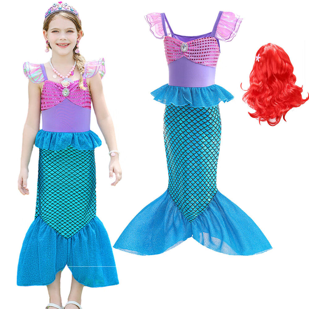 Little Mermaid Costume for Girls Halloween Party Cosplay Dress UP