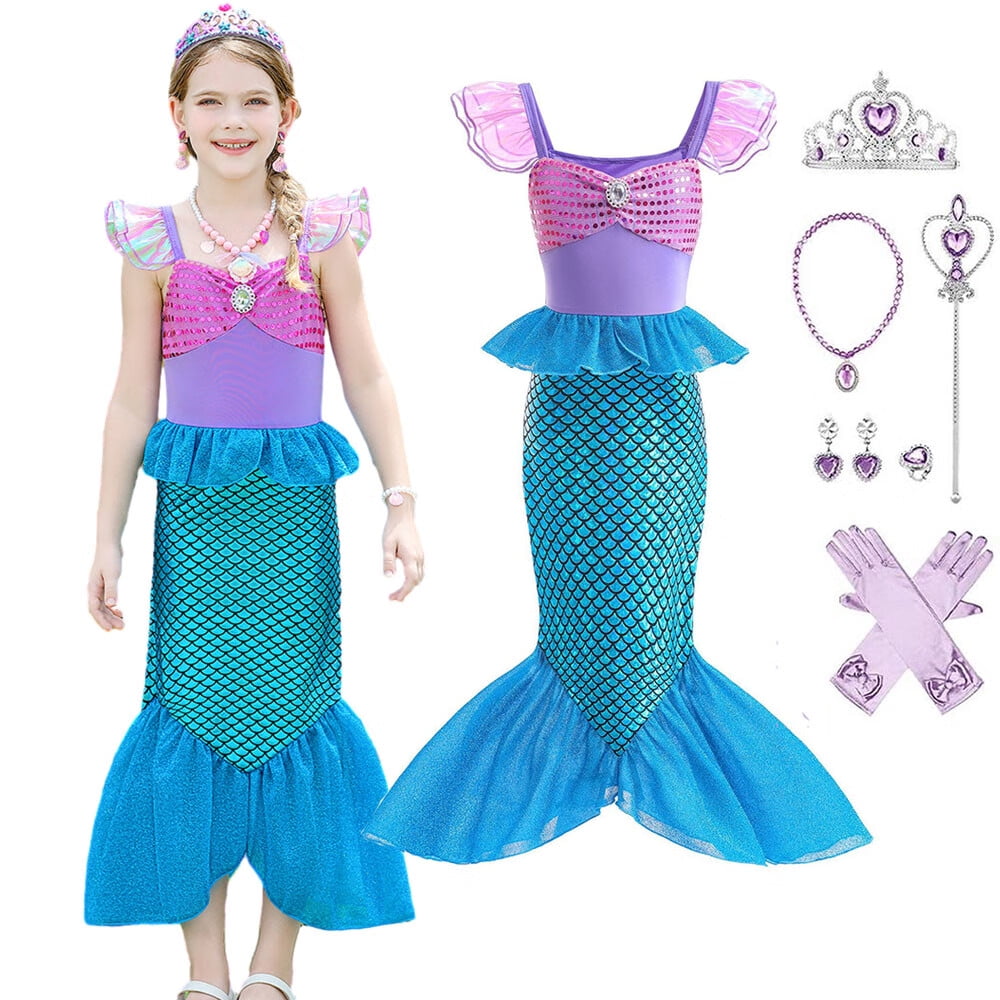 Little Mermaid Costume for Girls Halloween Party Cosplay Dress UP