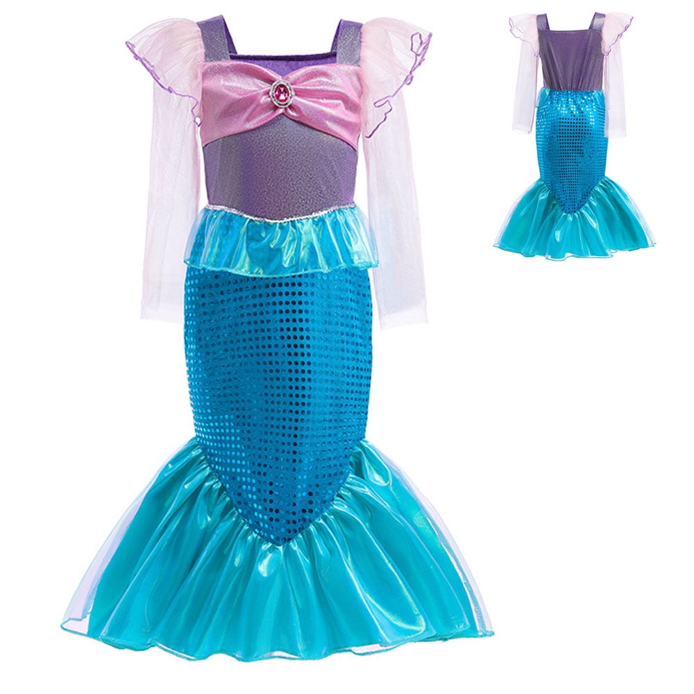 Little Mermaid Costume for Girls Princess Ariel Dress Up Cosplay ...