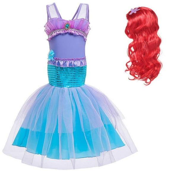 Little Mermaid Dress Girl Fancy Dress Up Costume Kids Ariel Princess Cosplay Clothing with Accessories